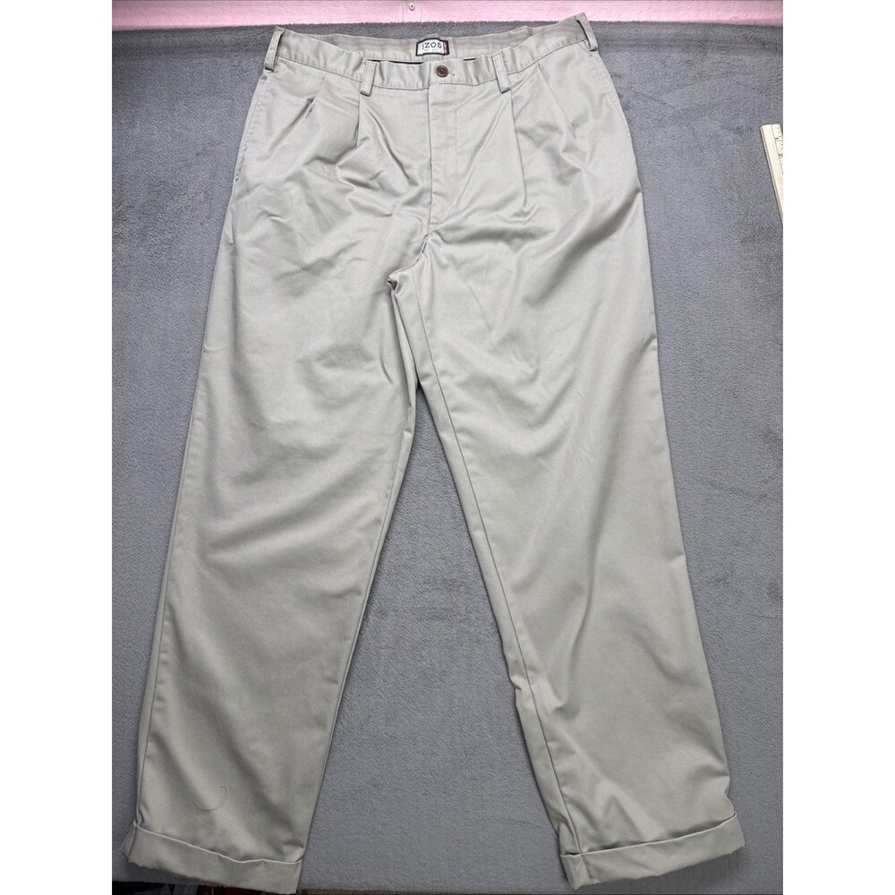 IZOD Jeans Mens Khaki Flat Front 38x34